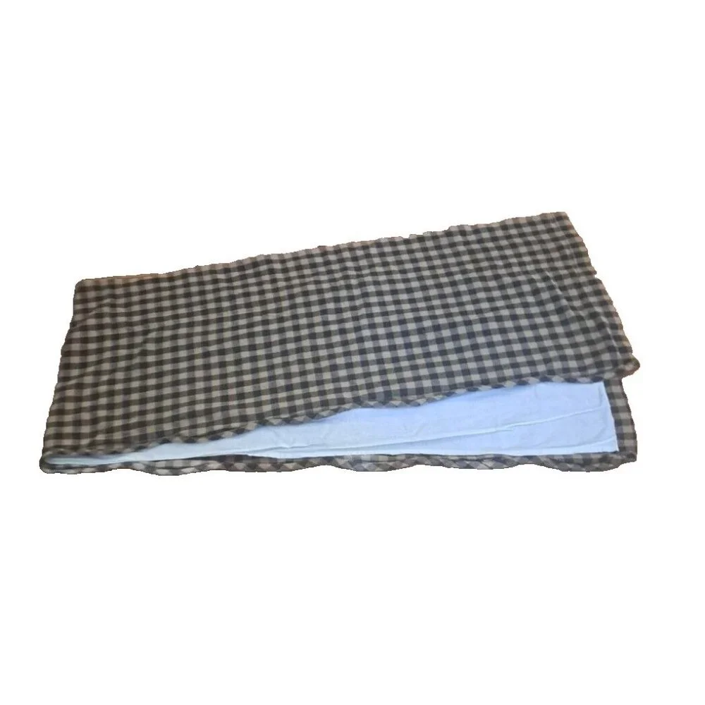 Plaid Curtain Valance Black Beige VHC Checked Scalloped Country Cottage 68x15